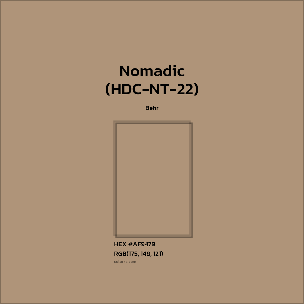 #AF9479 Nomadic (HDC-NT-22) Paint Behr - Color codes and meaning | Matching colors and paints