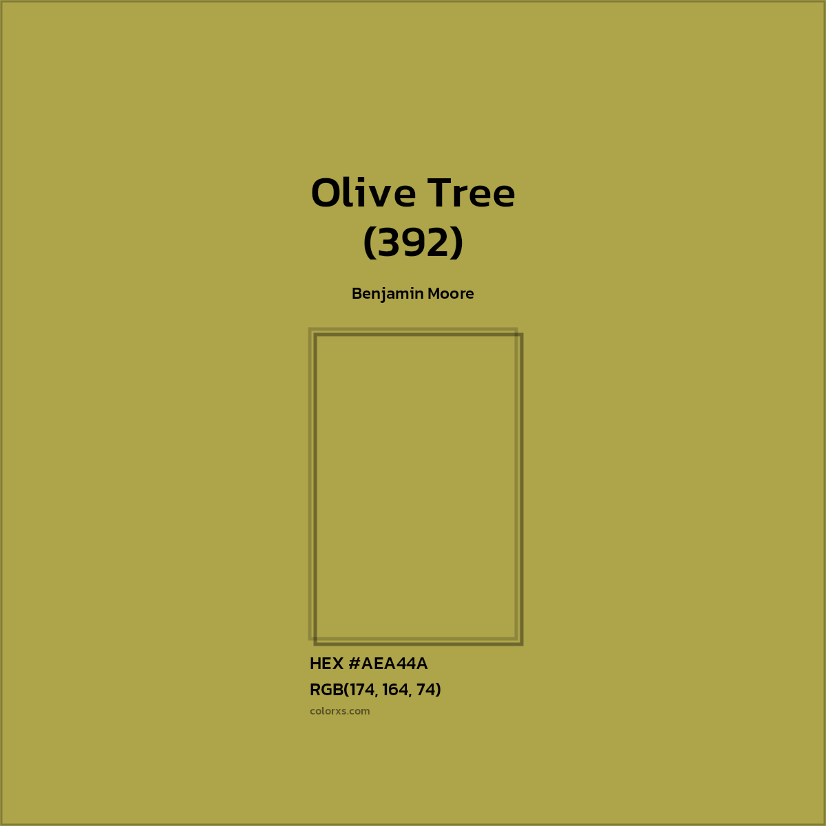 #AEA44A Olive Tree (392) Paint Benjamin Moore - Color codes and meaning | Matching colors and paints