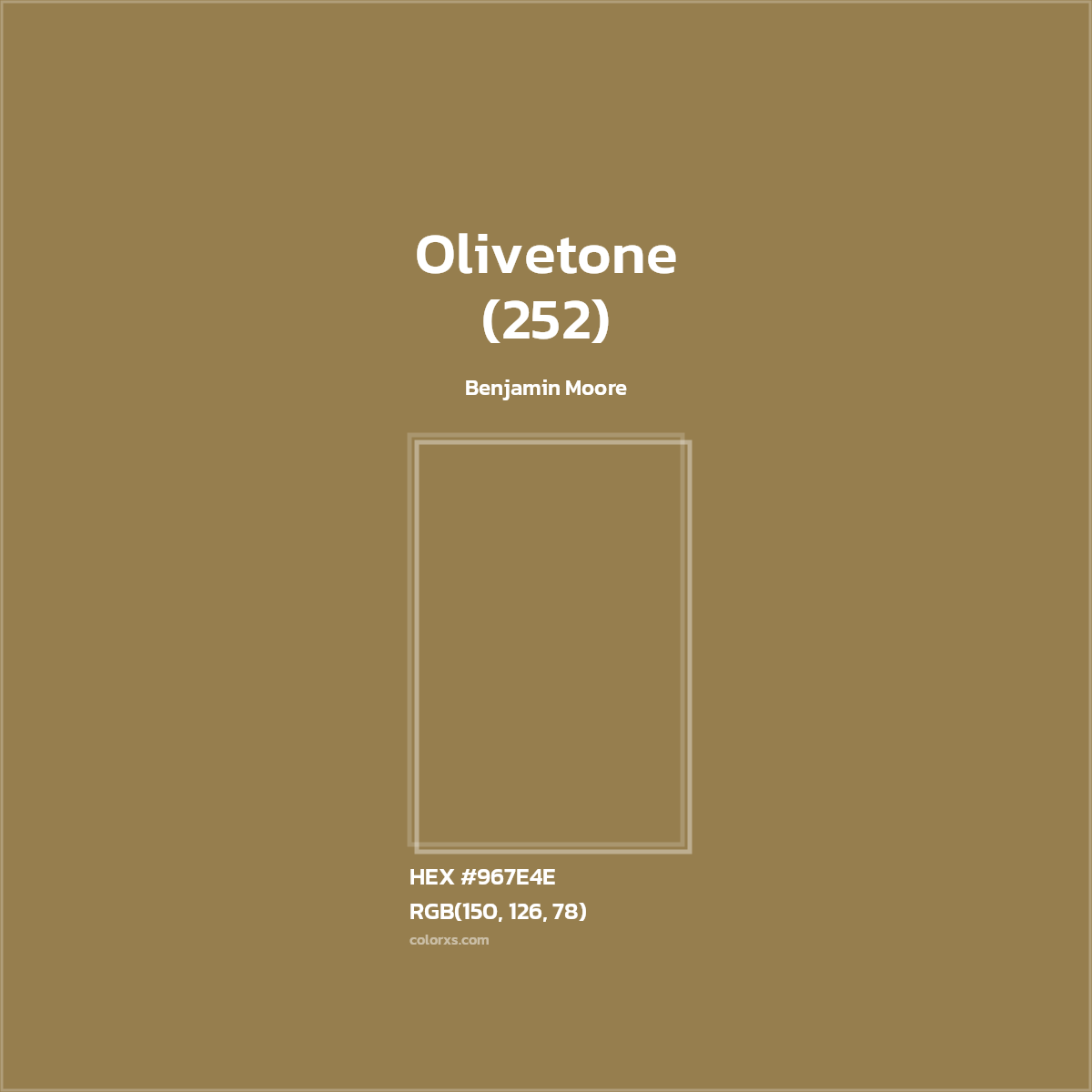 #967E4E Olivetone (252) Paint Benjamin Moore - Color codes and meaning | Matching colors and paints