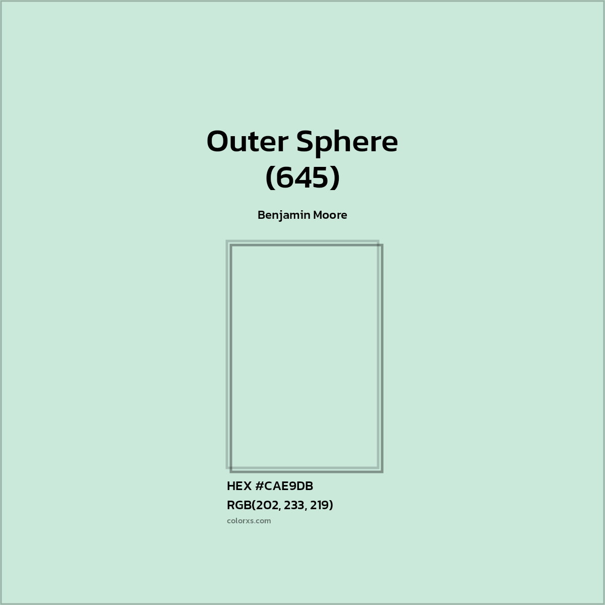#CAE9DB Outer Sphere (645) Paint Benjamin Moore - Color codes and meaning | Matching colors and paints