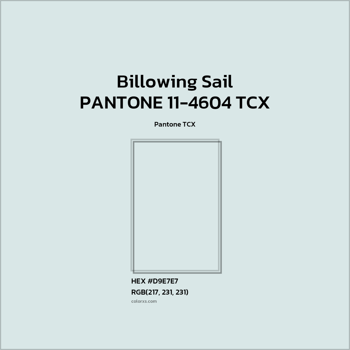 #D8E7E7 PANTONE 11-4604 TCX - Billowing Sail CMS Pantone TCX - Color codes and meaning | Matching colors and paints