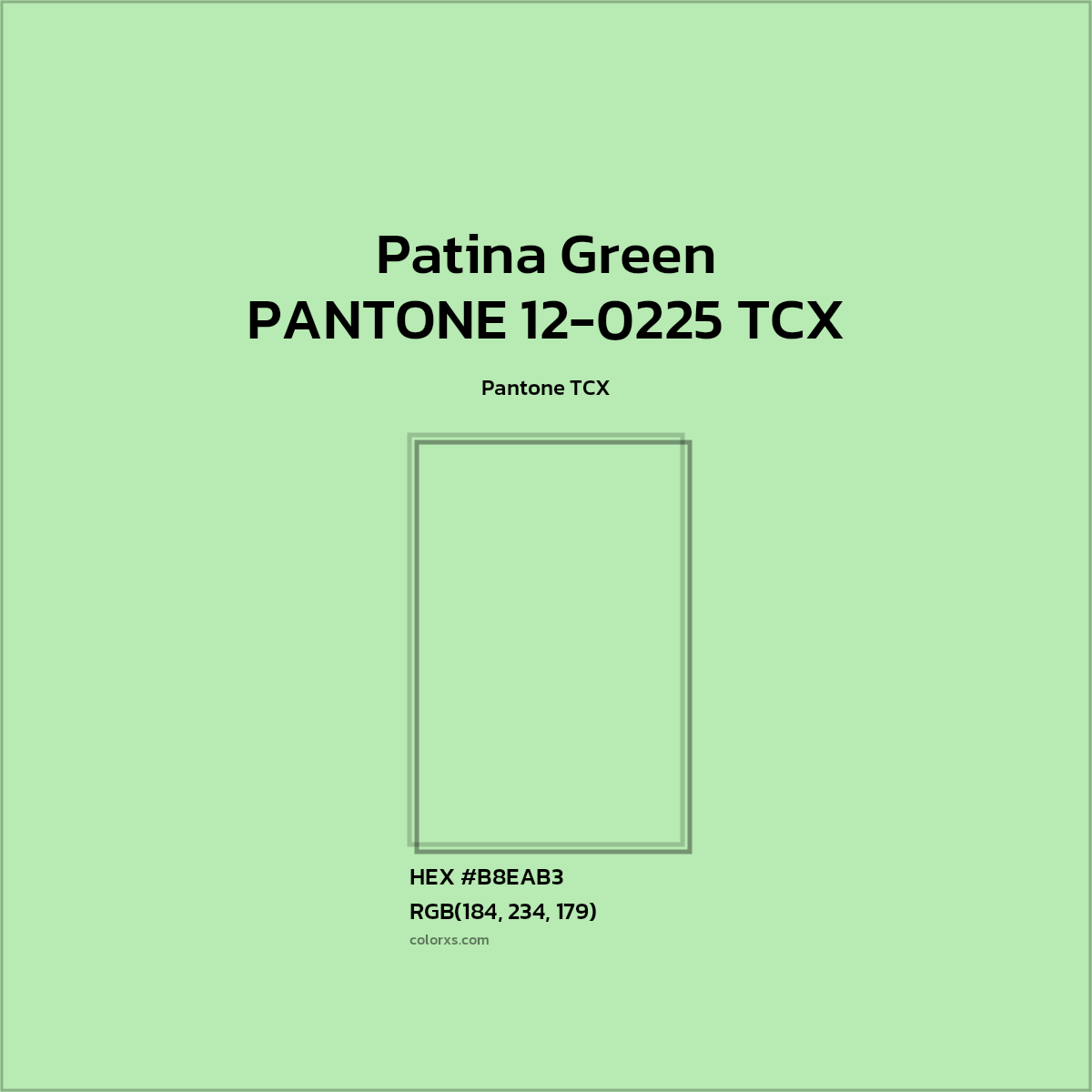 #B9EAB3 PANTONE 12-0225 TCX - Patina Green CMS Pantone TCX - Color codes and meaning | Matching colors and paints