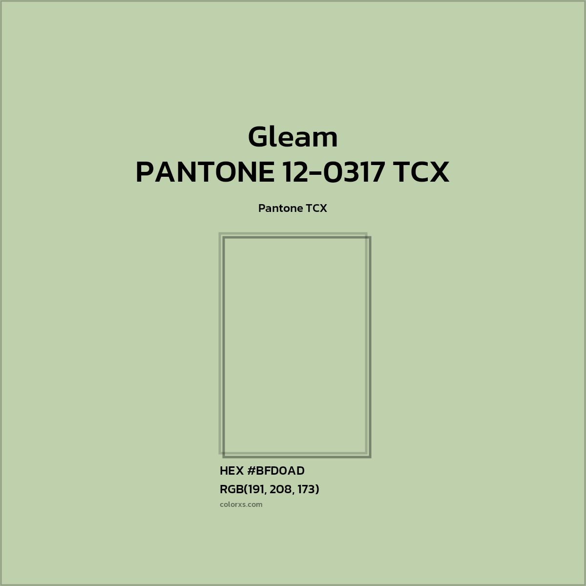 #BFD1AD PANTONE 12-0317 TCX - Gleam CMS Pantone TCX - Color codes and meaning | Matching colors and paints