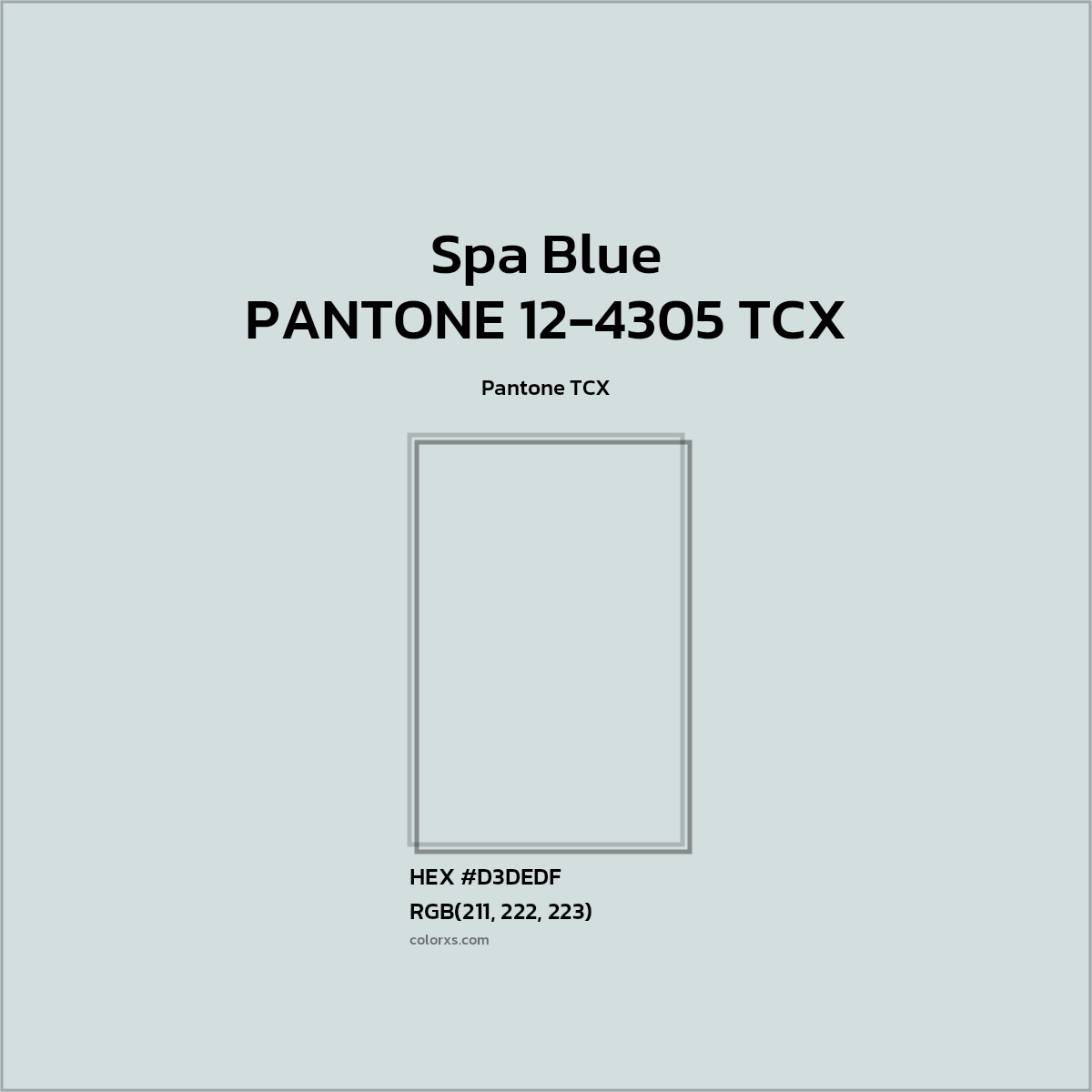 #D3DEDF PANTONE 12-4305 TCX - Spa Blue CMS Pantone TCX - Color codes and meaning | Matching colors and paints