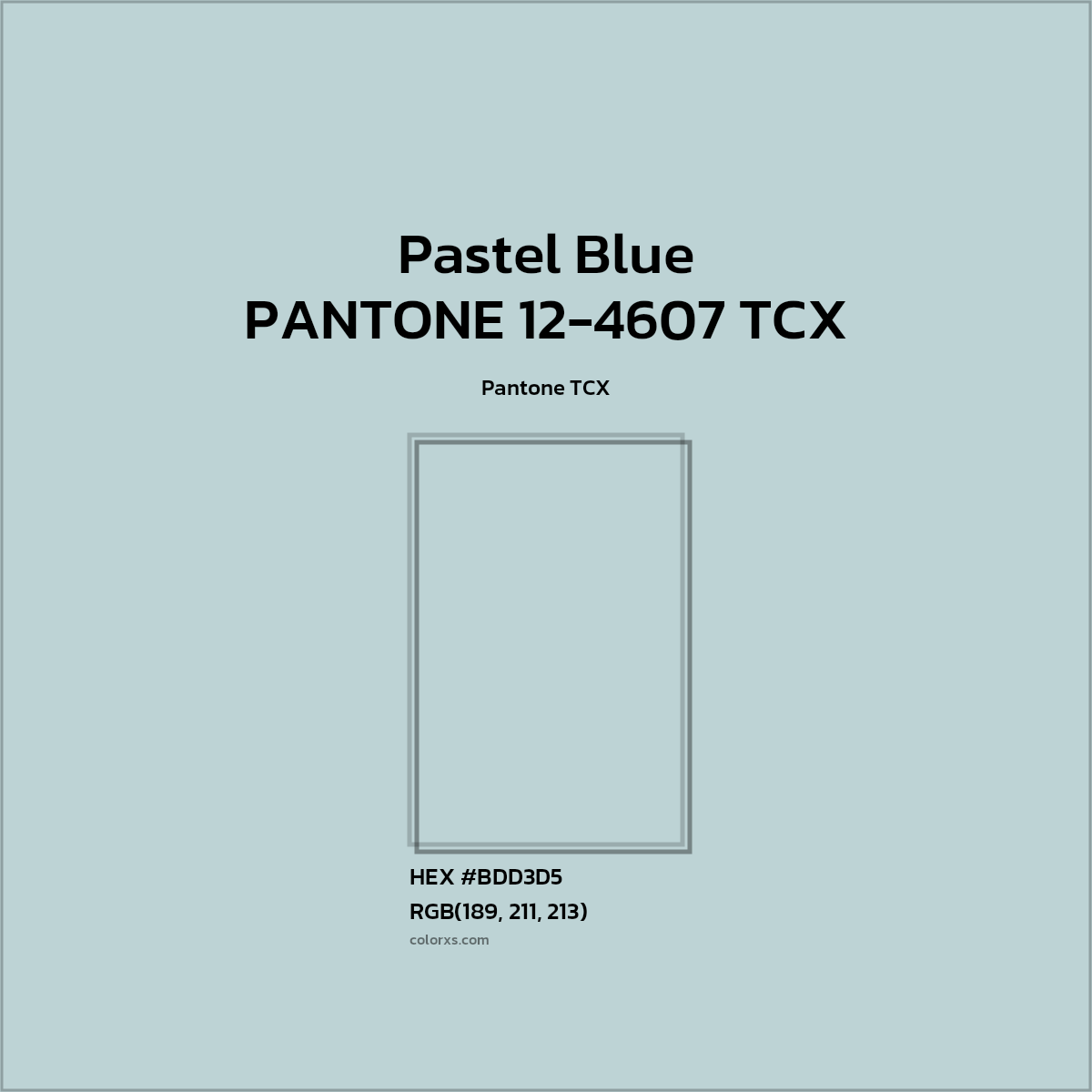 #BCD3D5 PANTONE 12-4607 TCX - Pastel Blue CMS Pantone TCX - Color codes and meaning | Matching colors and paints