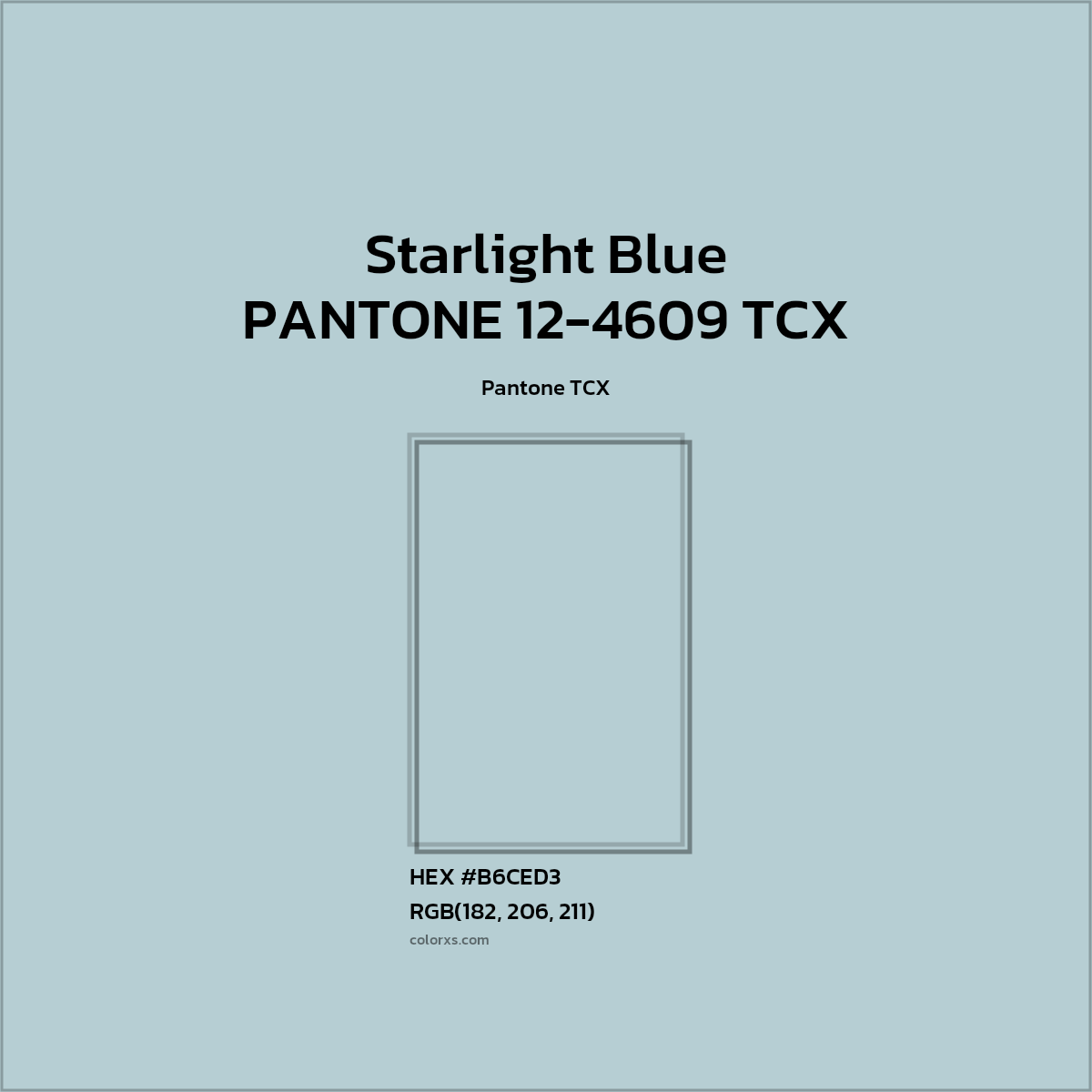 #B5CED4 PANTONE 12-4609 TCX - Starlight Blue CMS Pantone TCX - Color codes and meaning | Matching colors and paints
