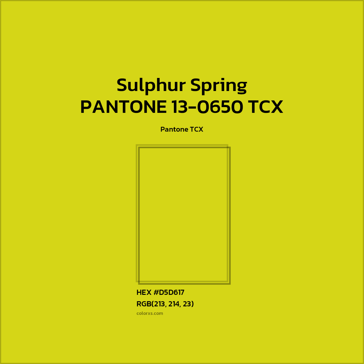 #D5D717 PANTONE 13-0650 TCX - Sulphur Spring CMS Pantone TCX - Color codes and meaning | Matching colors and paints