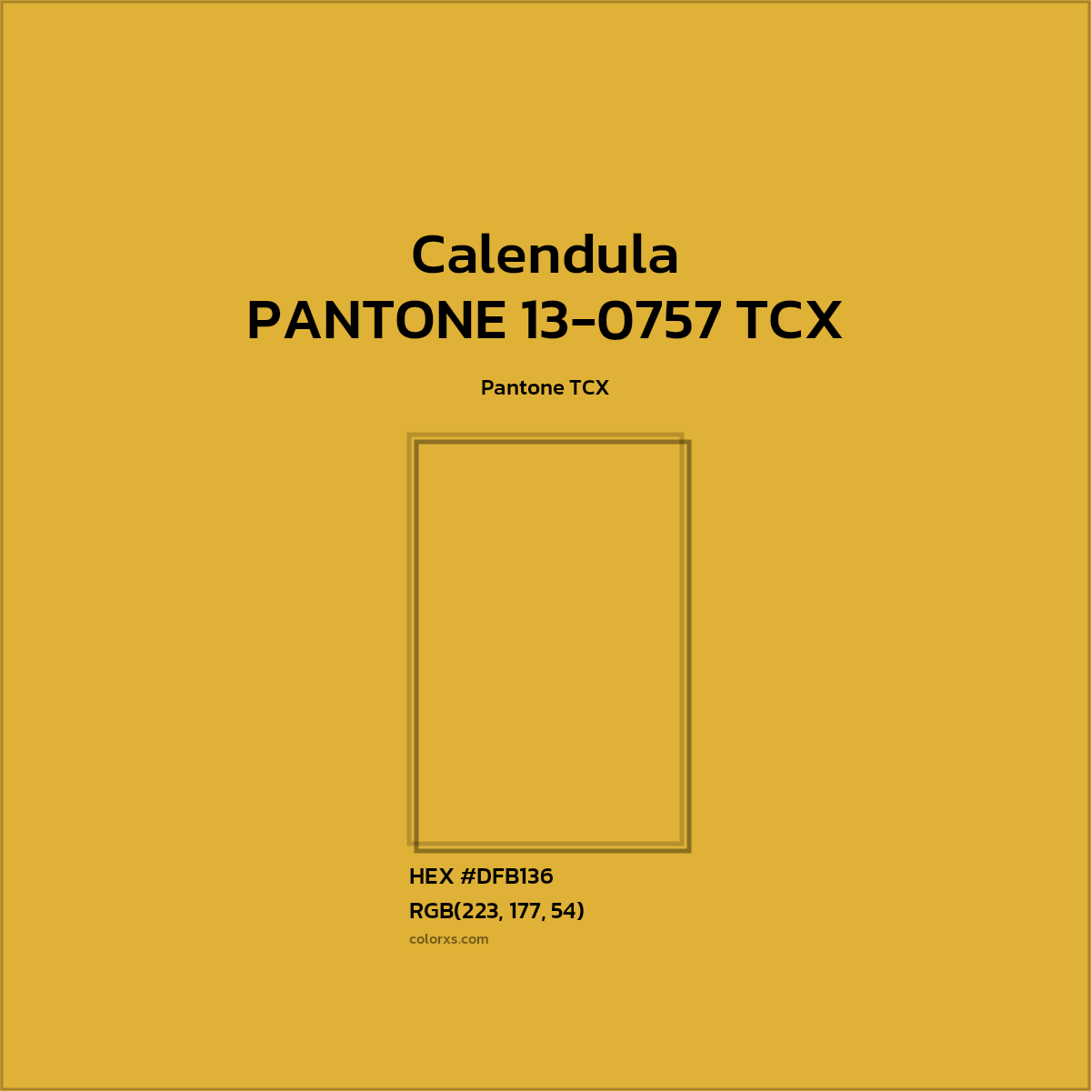 #DFB136 PANTONE 13-0757 TCX - Calendula CMS Pantone TCX - Color codes and meaning | Matching colors and paints