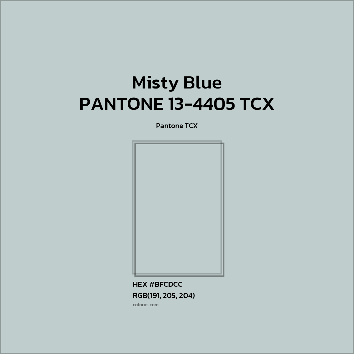#BFCDCC PANTONE 13-4405 TCX - Misty Blue CMS Pantone TCX - Color codes and meaning | Matching colors and paints