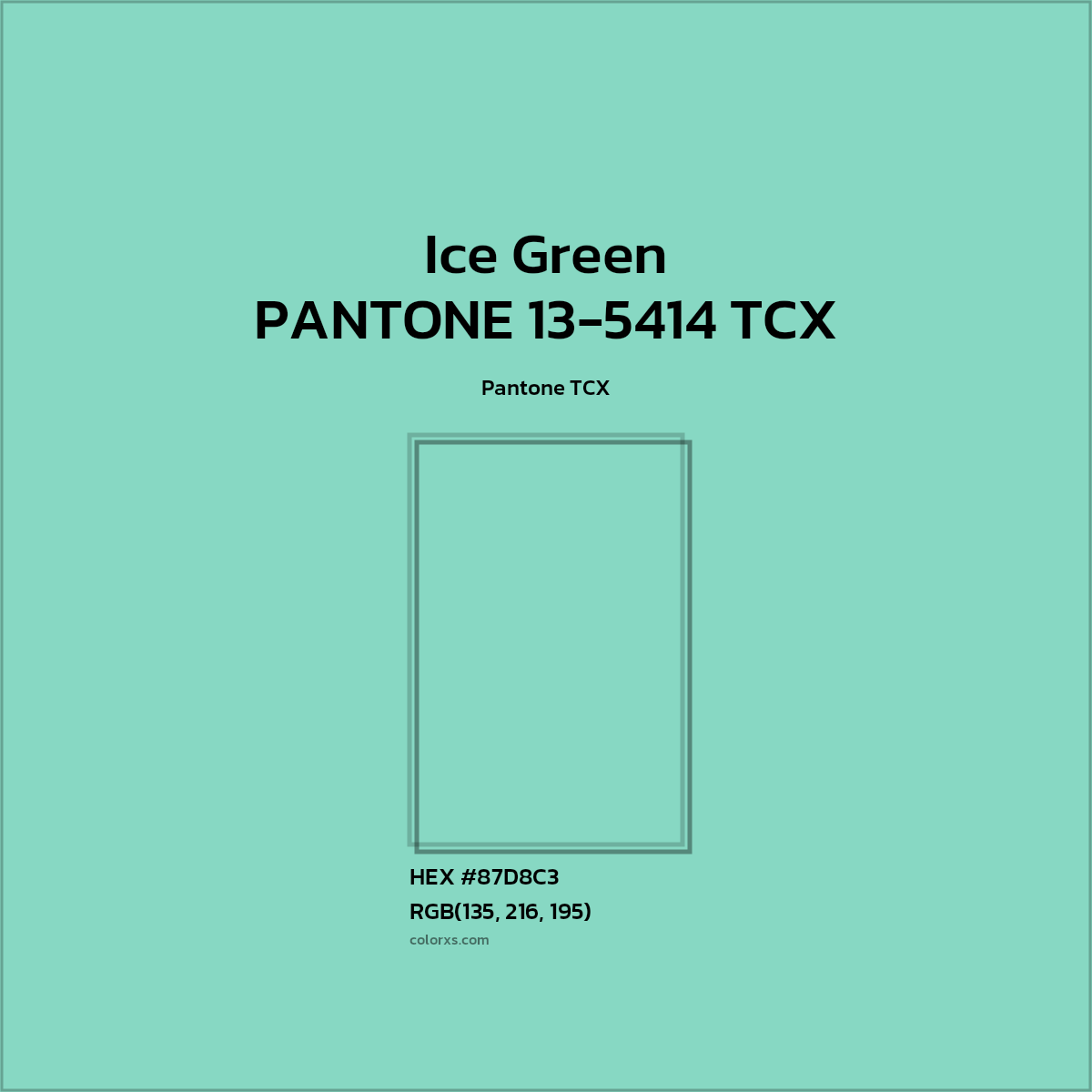 #87D8C3 PANTONE 13-5414 TCX - Ice Green CMS Pantone TCX - Color codes and meaning | Matching colors and paints