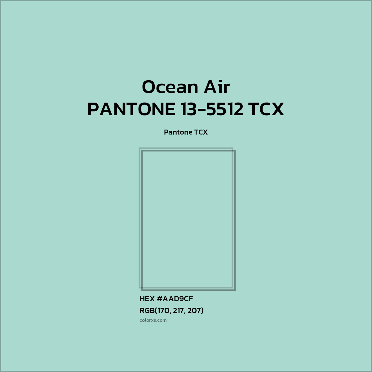 #A9D8D0 PANTONE 13-5512 TCX - Ocean Air CMS Pantone TCX - Color codes and meaning | Matching colors and paints