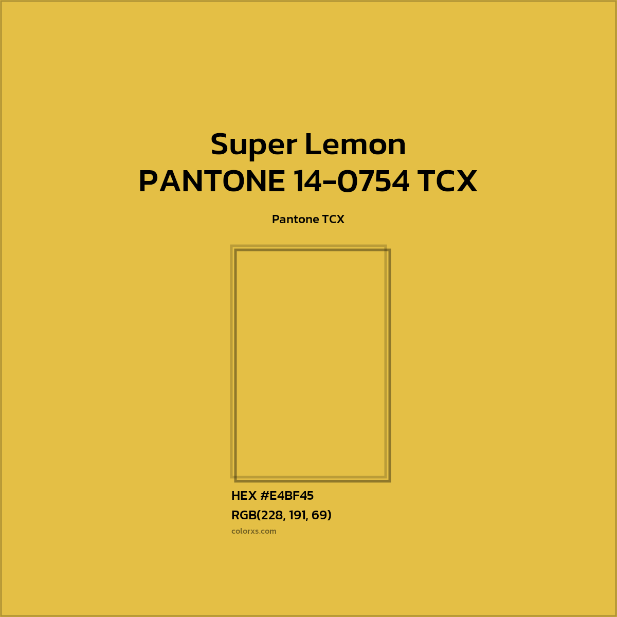 #E4BF45 PANTONE 14-0754 TCX - Super Lemon CMS Pantone TCX - Color codes and meaning | Matching colors and paints