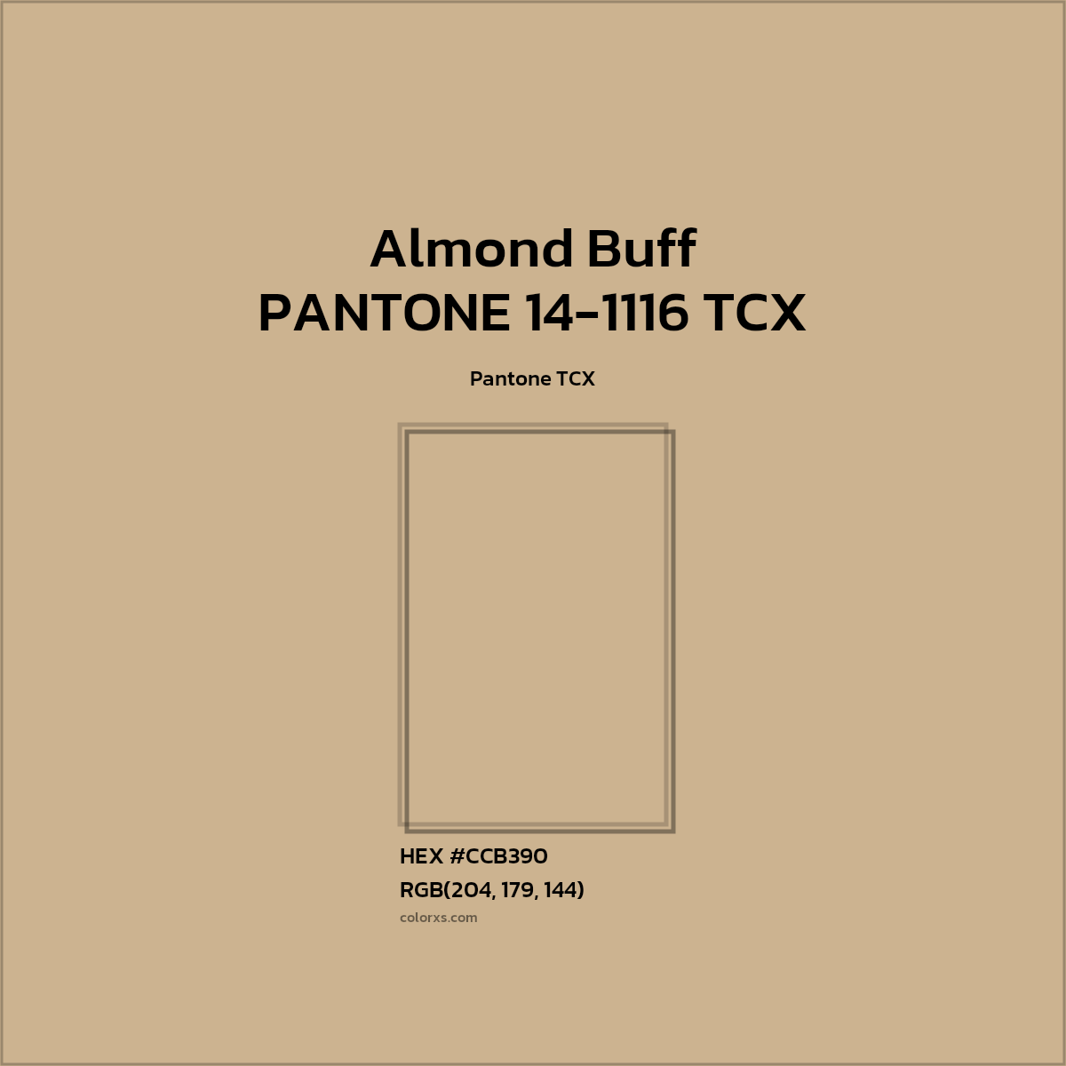 #CCB390 PANTONE 14-1116 TCX - Almond Buff CMS Pantone TCX - Color codes and meaning | Matching colors and paints