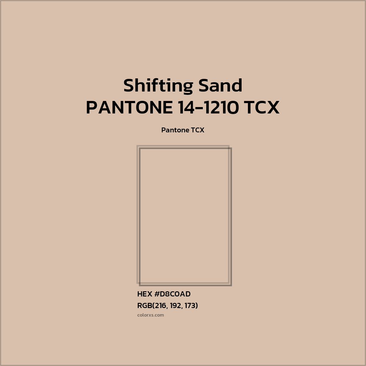#D8C0AD PANTONE 14-1210 TCX - Shifting Sand CMS Pantone TCX - Color codes and meaning | Matching colors and paints