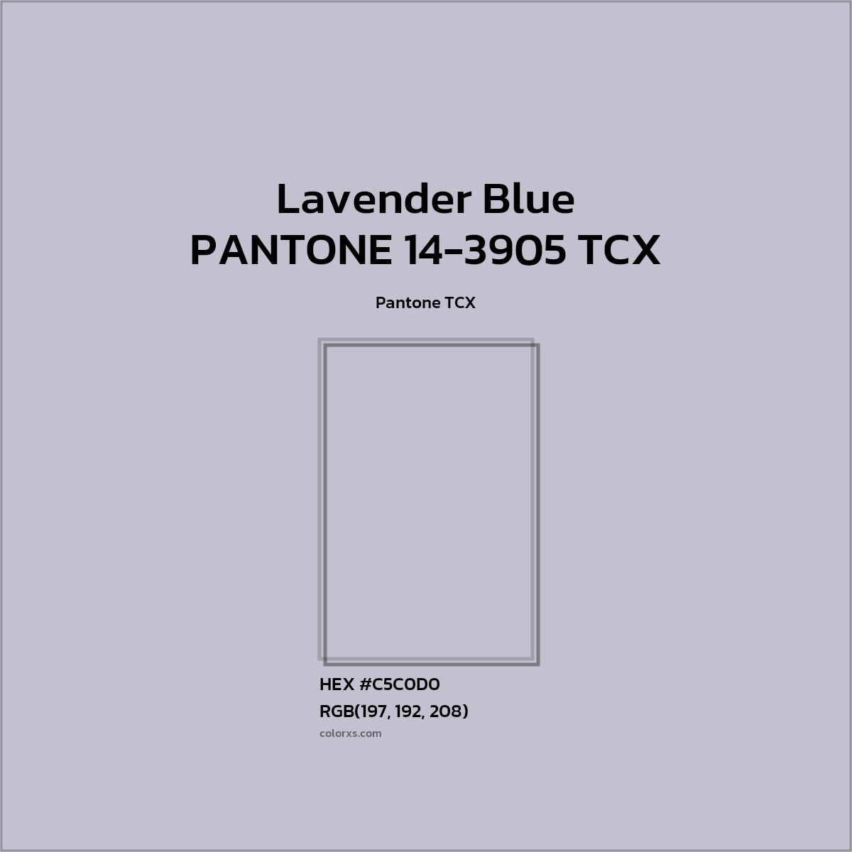 #C5C0D0 PANTONE 14-3905 TCX - Lavender Blue CMS Pantone TCX - Color codes and meaning | Matching colors and paints