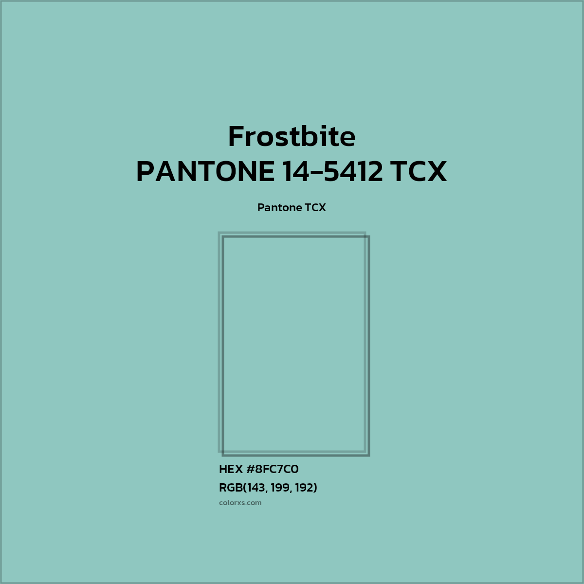#8EC7C0 PANTONE 14-5412 TCX - Frostbite CMS Pantone TCX - Color codes and meaning | Matching colors and paints