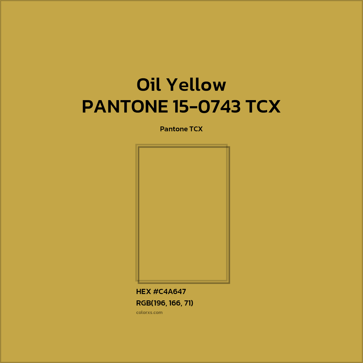 #C4A647 PANTONE 15-0743 TCX - Oil Yellow CMS Pantone TCX - Color codes and meaning | Matching colors and paints