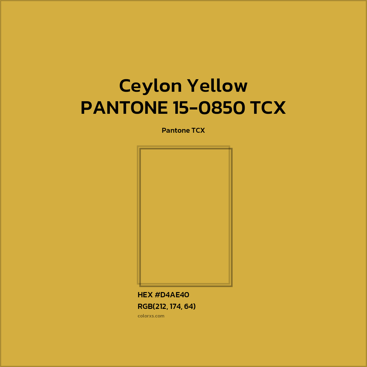 #D4AE40 PANTONE 15-0850 TCX - Ceylon Yellow CMS Pantone TCX - Color codes and meaning | Matching colors and paints