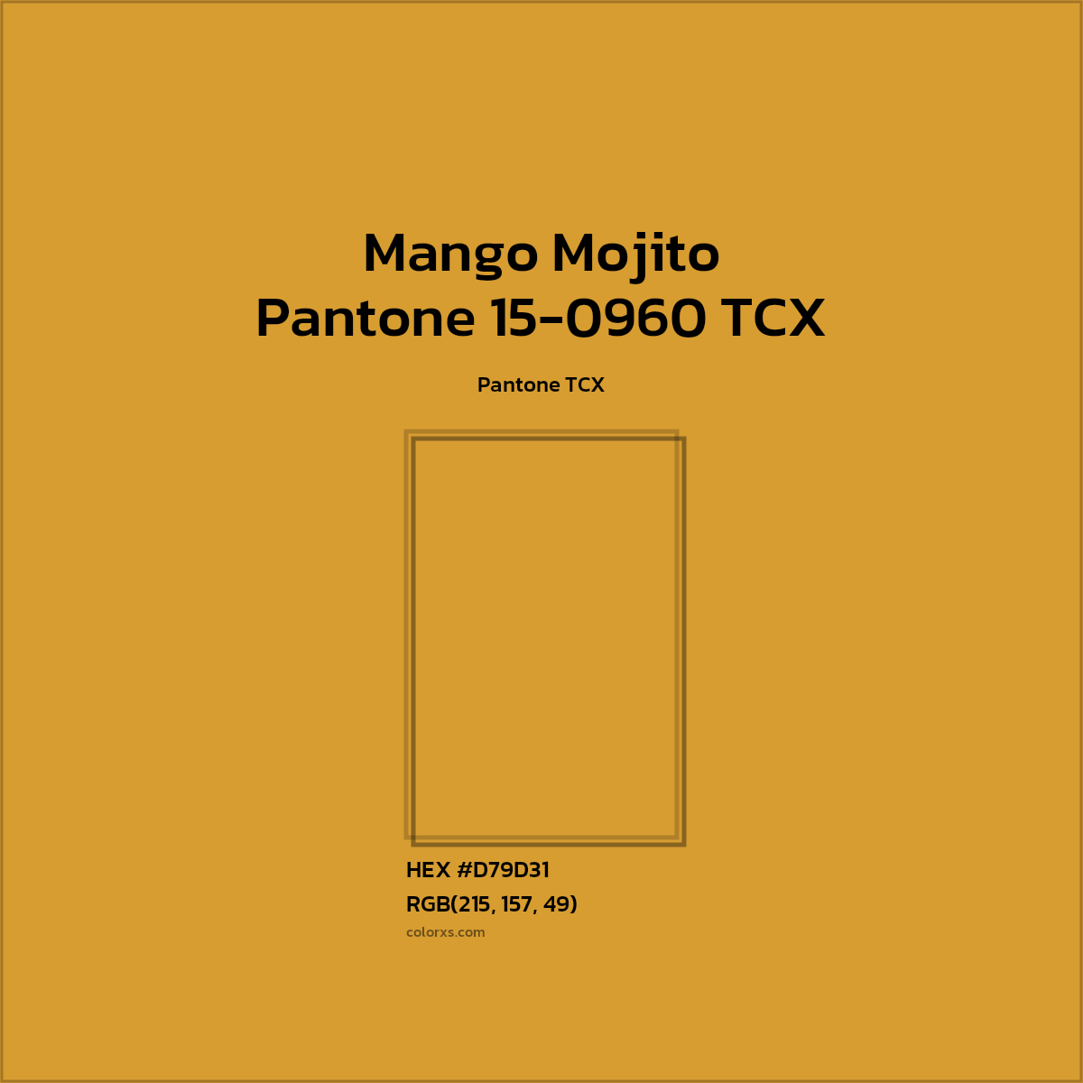 #D69D30 Pantone 15-0960 TCX - Mango Mojito CMS Pantone TCX - Color codes and meaning | Matching colors and paints