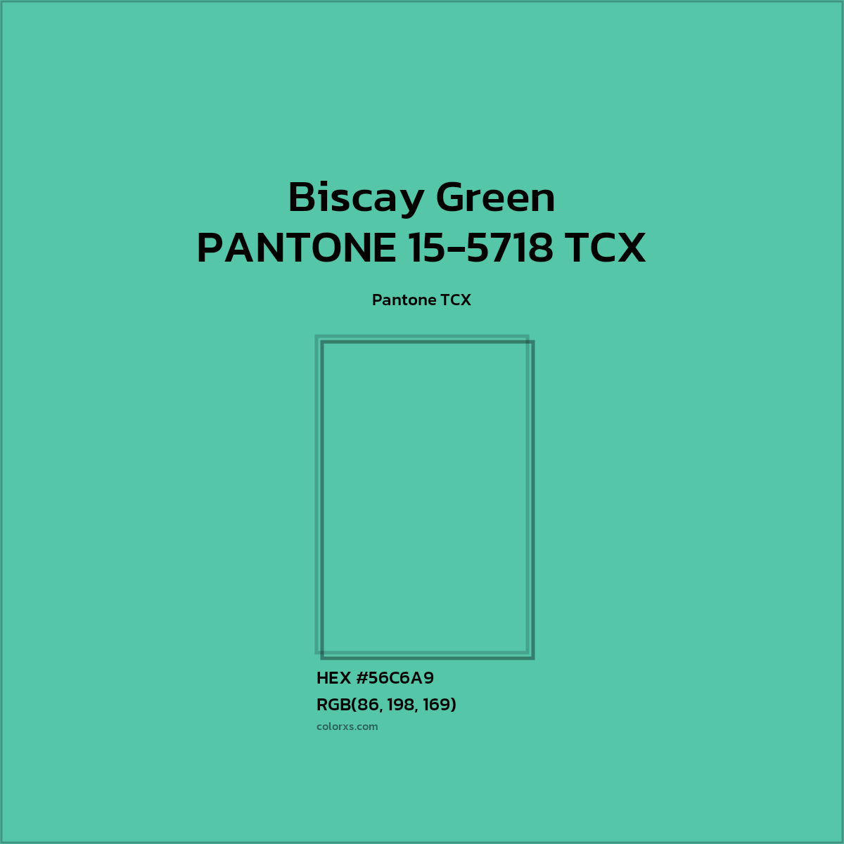 #56C6A9 PANTONE 15-5718 TCX - Biscay Green CMS Pantone TCX - Color codes and meaning | Matching colors and paints