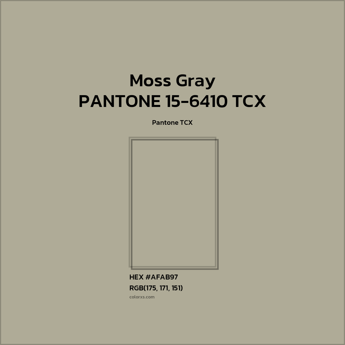 #AFAB97 PANTONE 15-6410 TCX - Moss Gray CMS Pantone TCX - Color codes and meaning | Matching colors and paints