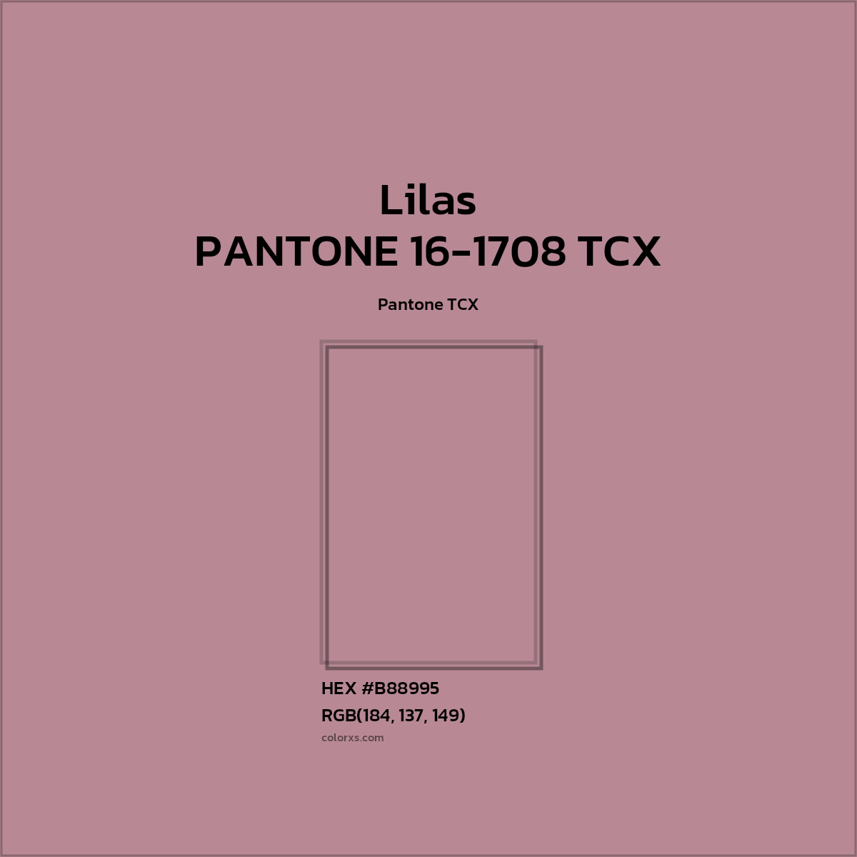#B88995 PANTONE 16-1708 TCX - Lilas CMS Pantone TCX - Color codes and meaning | Matching colors and paints