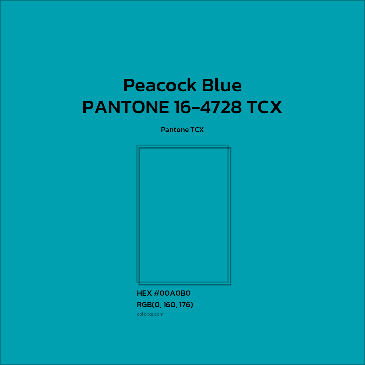#00A0B0 PANTONE 16-4728 TCX - Peacock Blue CMS Pantone TCX - Color codes and meaning | Matching colors and paints