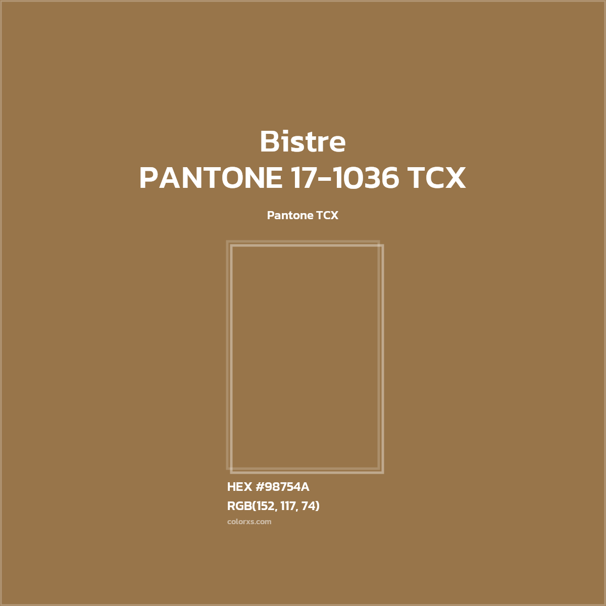 #98754A PANTONE 17-1036 TCX - Bistre CMS Pantone TCX - Color codes and meaning | Matching colors and paints