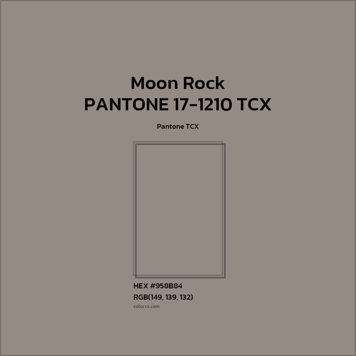 #958B84 PANTONE 17-1210 TCX - Moon Rock CMS Pantone TCX - Color codes and meaning | Matching colors and paints