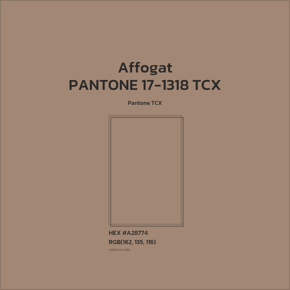 #A28774 PANTONE 17-1318 TCX - Affogat CMS Pantone TCX - Color codes and meaning | Matching colors and paints