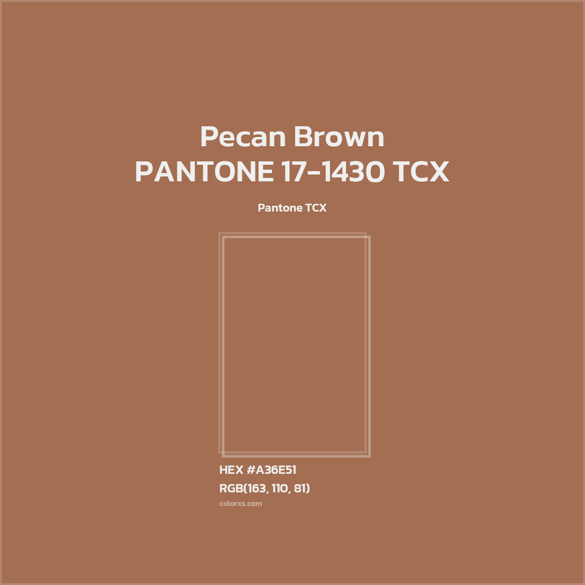 #A36E51 PANTONE 17-1430 TCX - Pecan Brown CMS Pantone TCX - Color codes and meaning | Matching colors and paints