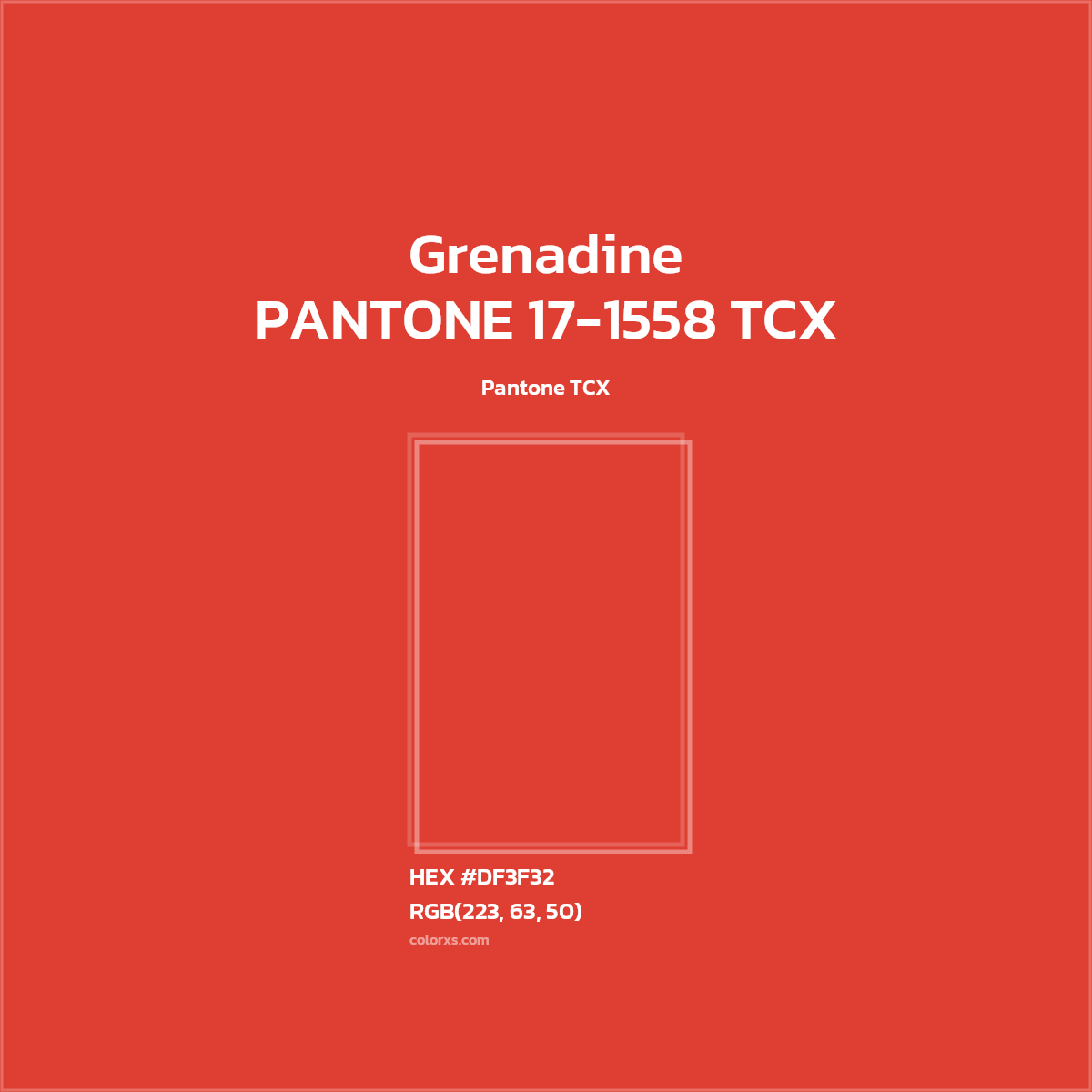 #DF3F32 PANTONE 17-1558 TCX - Grenadine CMS Pantone TCX - Color codes and meaning | Matching colors and paints