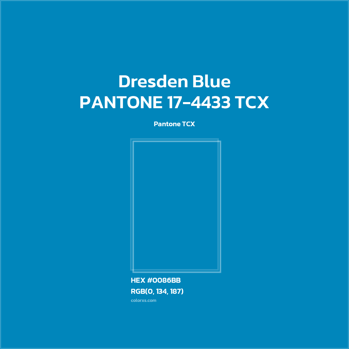 #0086BB PANTONE 17-4433 TCX - Dresden Blue CMS Pantone TCX - Color codes and meaning | Matching colors and paints