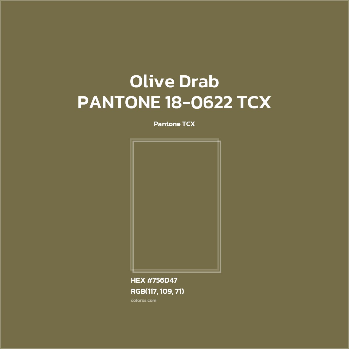 #756D47 PANTONE 18-0622 TCX - Olive Drab CMS Pantone TCX - Color codes and meaning | Matching colors and paints