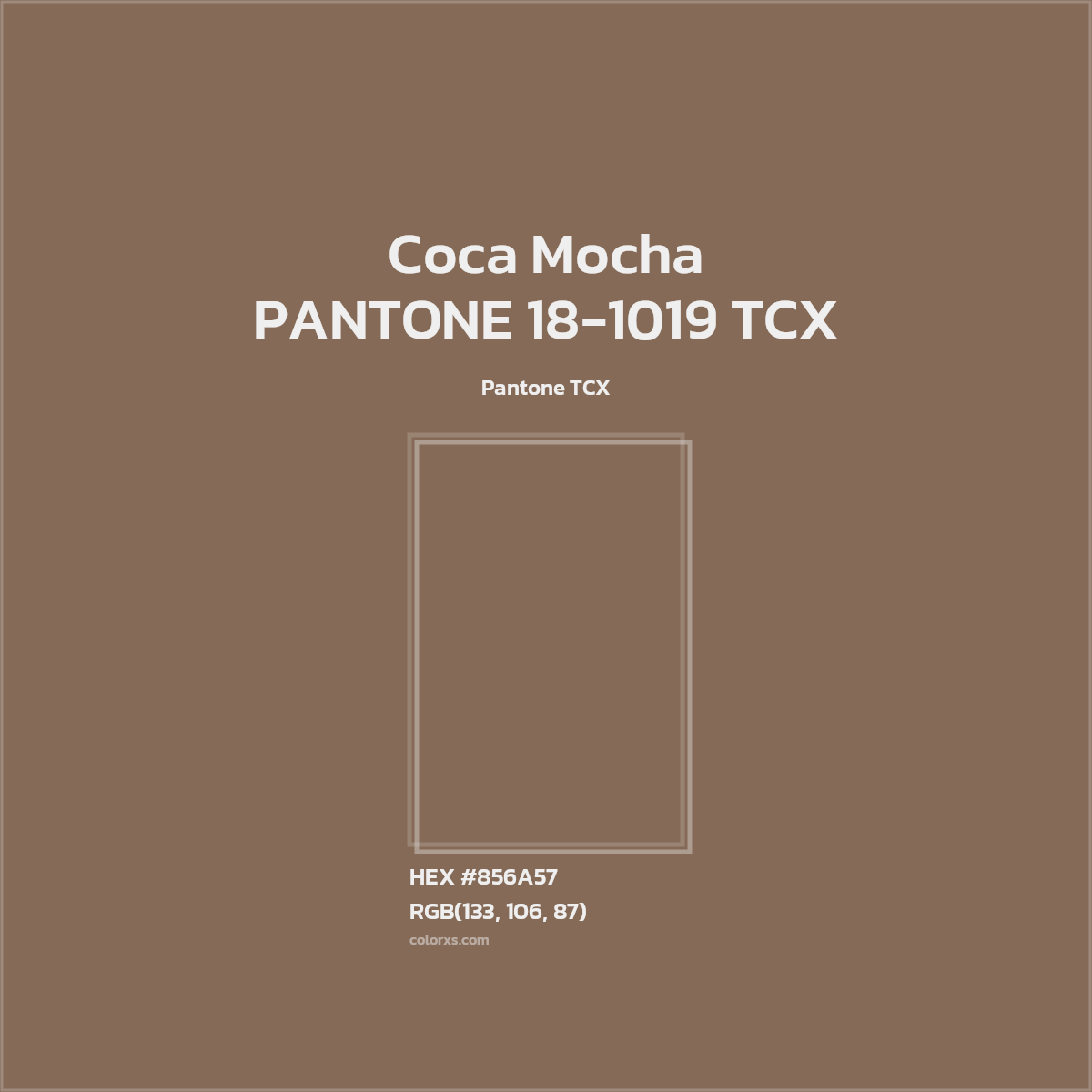 #856A57 PANTONE 18-1019 TCX - Coca Mocha CMS Pantone TCX - Color codes and meaning | Matching colors and paints