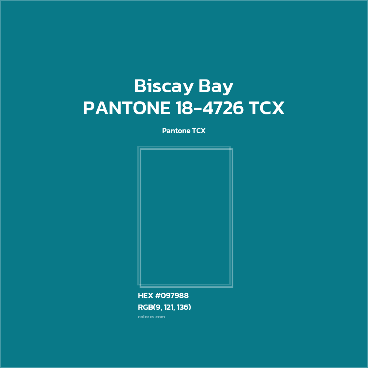 #097988 PANTONE 18-4726 TCX - Biscay Bay CMS Pantone TCX - Color codes and meaning | Matching colors and paints