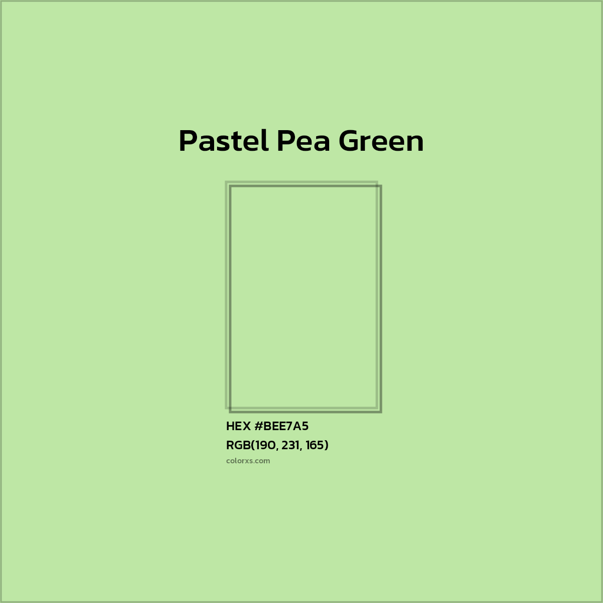 #BEE7A5 Pastel Pea Green Color  - Color codes and meaning | Matching colors and paints
