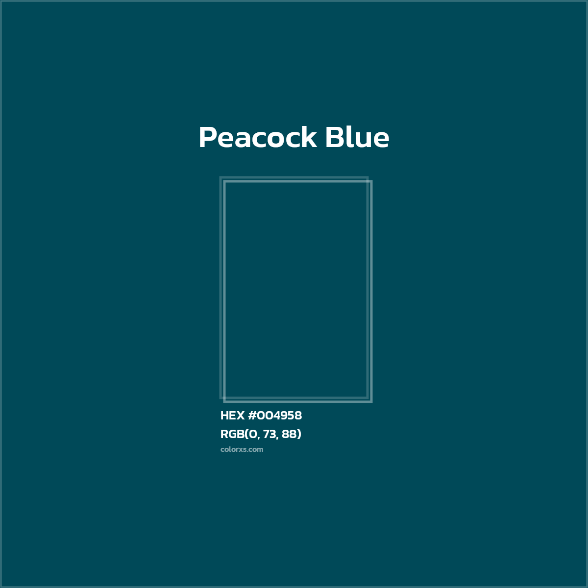 #004958 Peacock Blue Color  - Color codes and meaning | Matching colors and paints