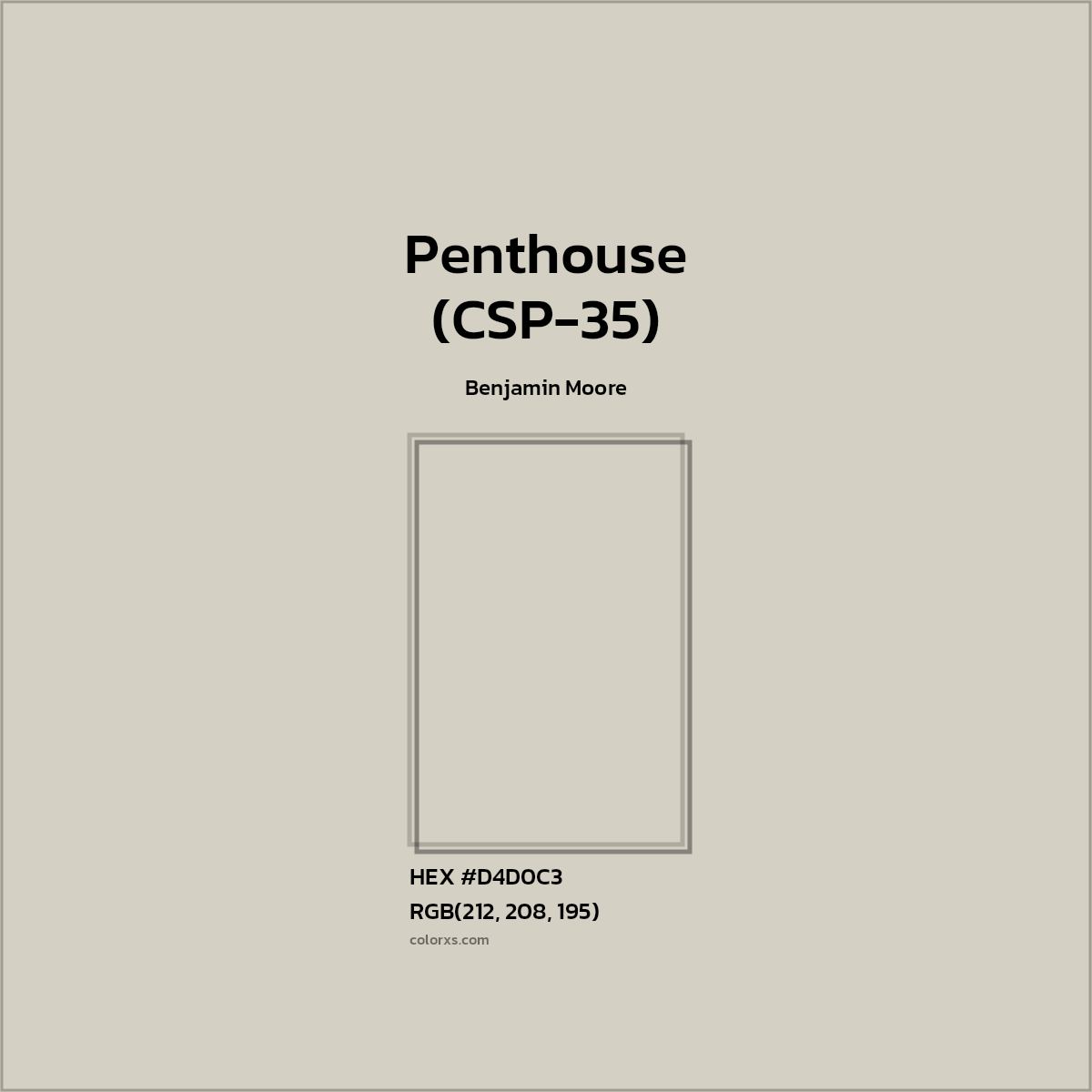 #D4D0C3 Penthouse (CSP-35) Paint Benjamin Moore - Color codes and meaning | Matching colors and paints