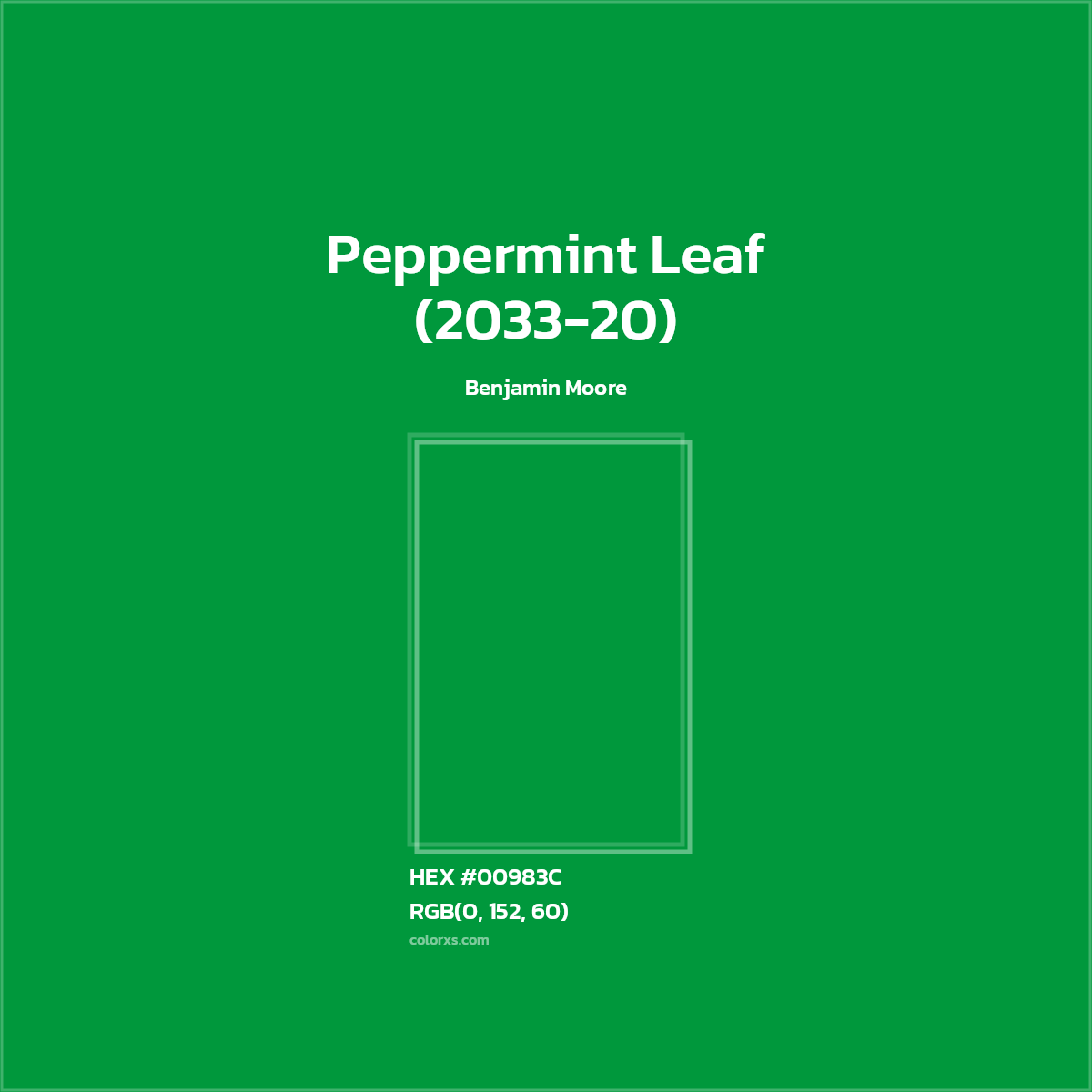 #00983C Peppermint Leaf (2033-20) Paint Benjamin Moore - Color codes and meaning | Matching colors and paints