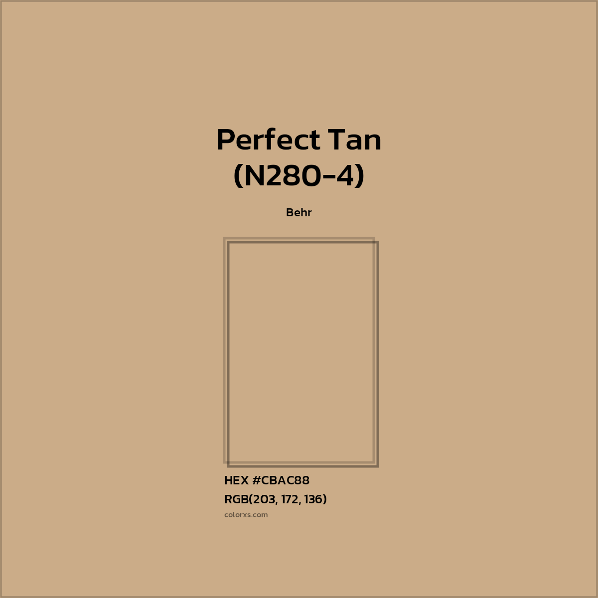 #CBAC88 Perfect Tan (N280-4) Paint Behr - Color codes and meaning | Matching colors and paints
