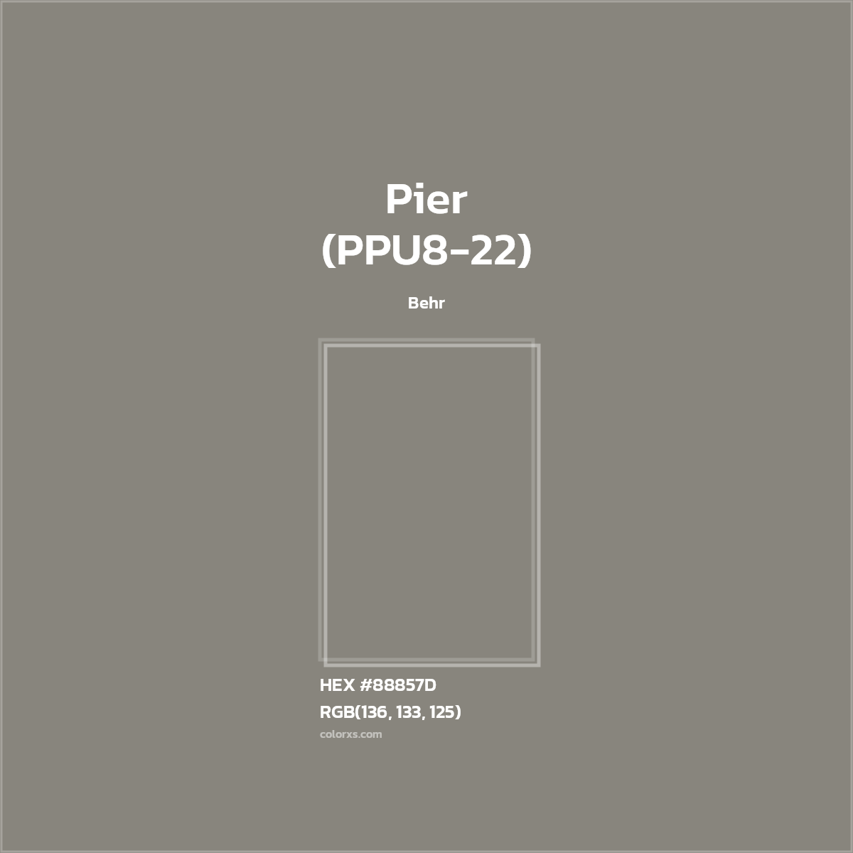 #88857D Pier (PPU8-22) Paint Behr - Color codes and meaning | Matching colors and paints