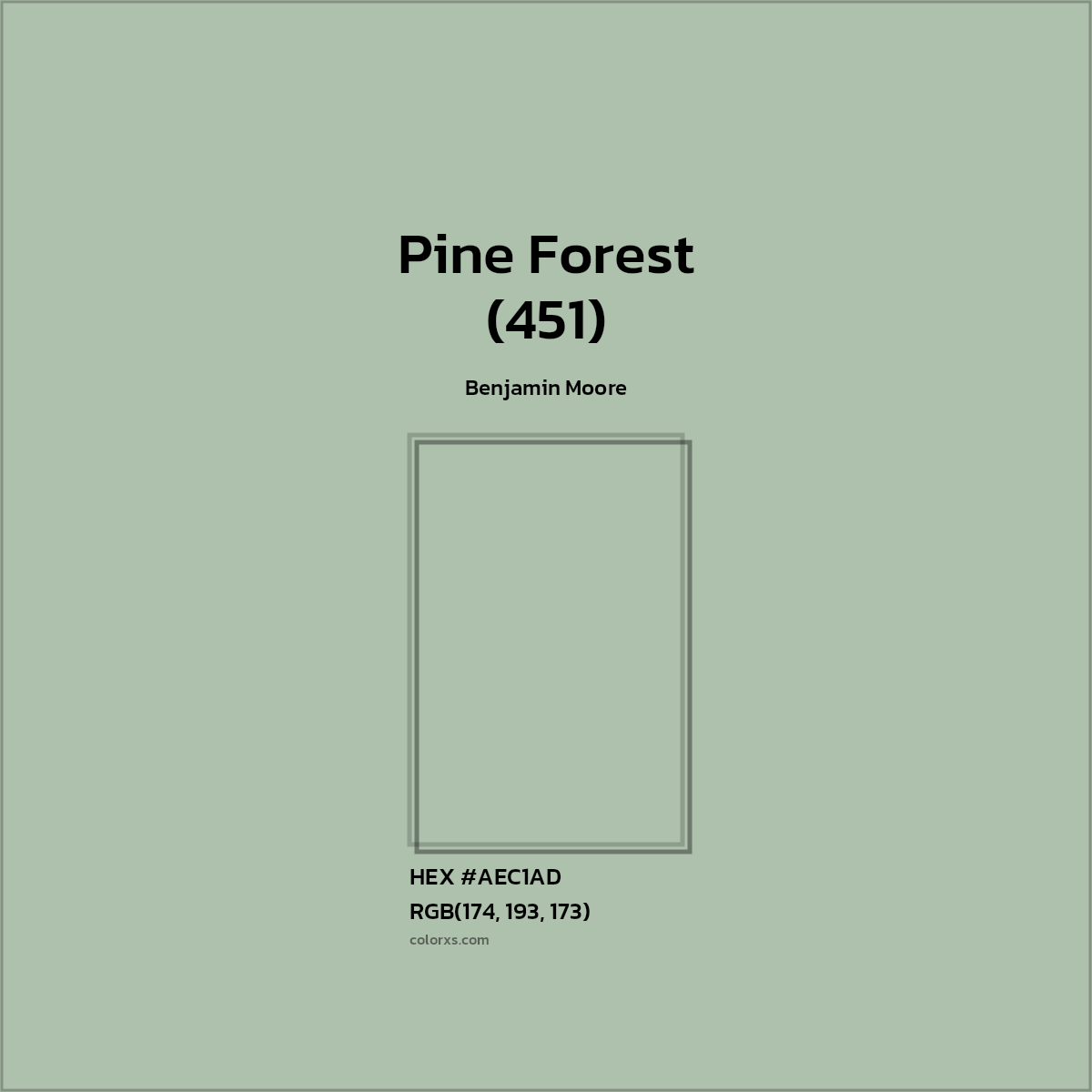 #AEC1AD Pine Forest (451) Paint Benjamin Moore - Color codes and meaning | Matching colors and paints