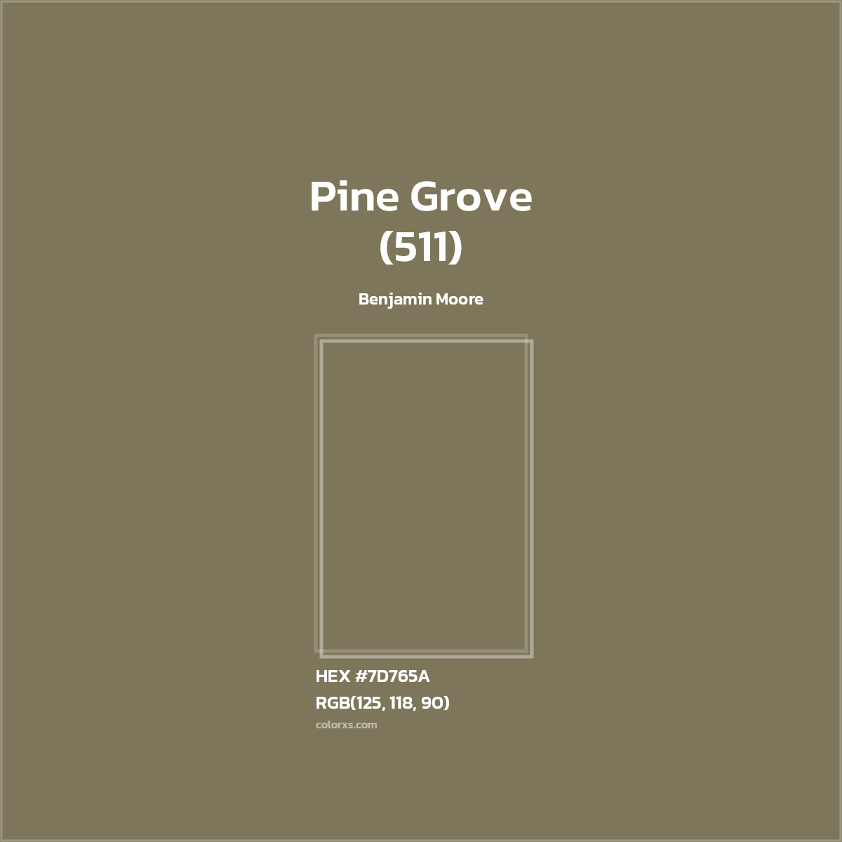 #7D765A Pine Grove (511) Paint Benjamin Moore - Color codes and meaning | Matching colors and paints