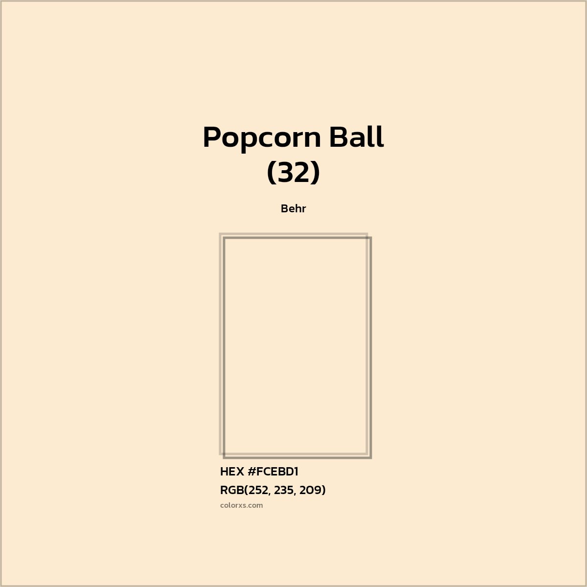 #FCEBD1 Popcorn Ball (32) Paint Behr - Color codes and meaning | Matching colors and paints