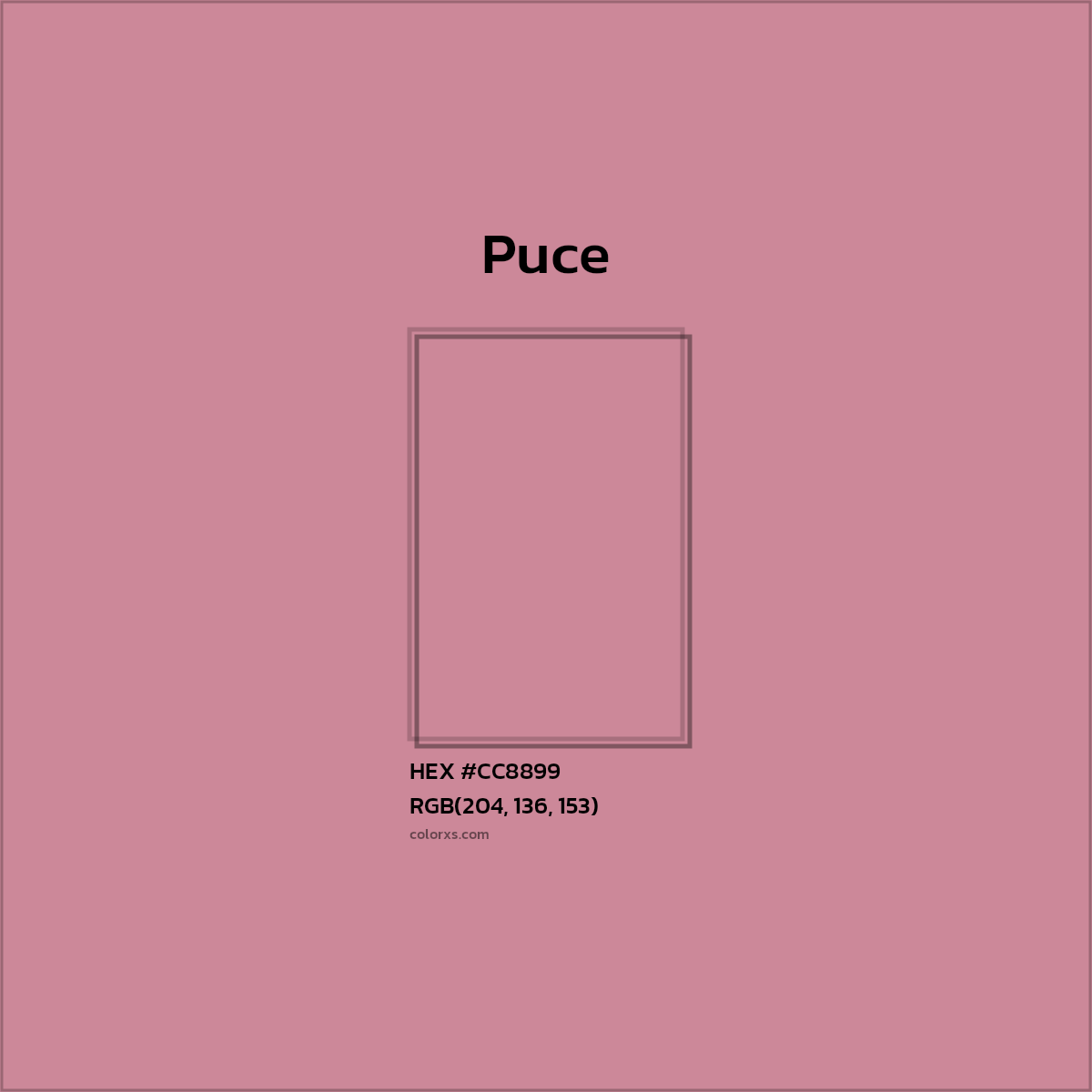 #CC8899 Puce Color  - Color codes and meaning | Matching colors and paints