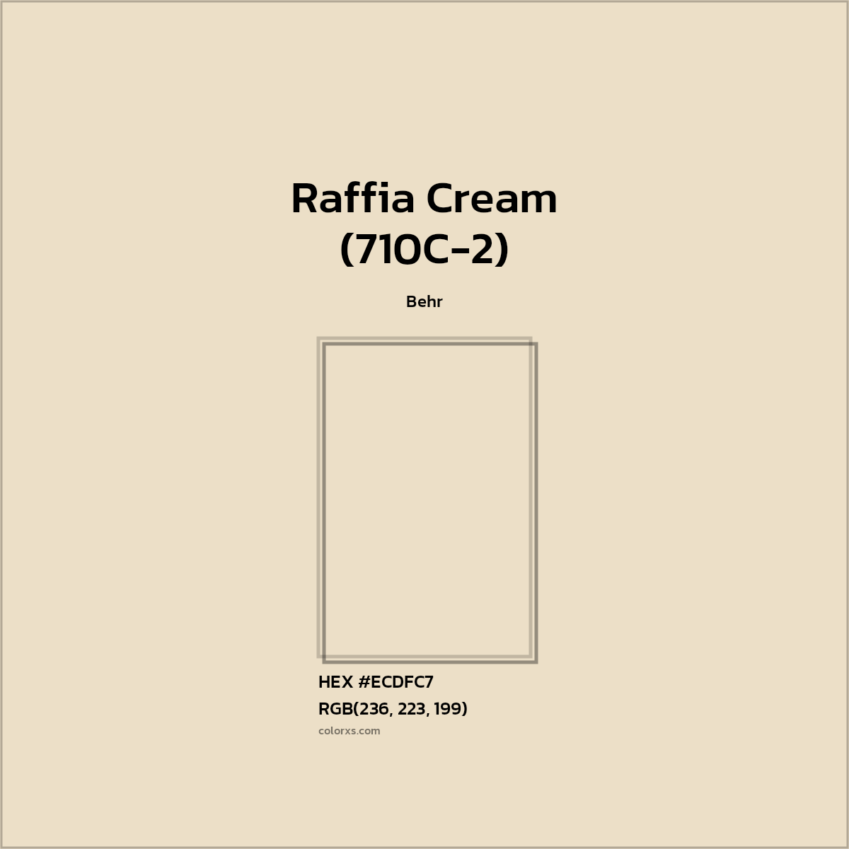 #ECDFC7 Raffia Cream (710C-2) Paint Behr - Color codes and meaning | Matching colors and paints
