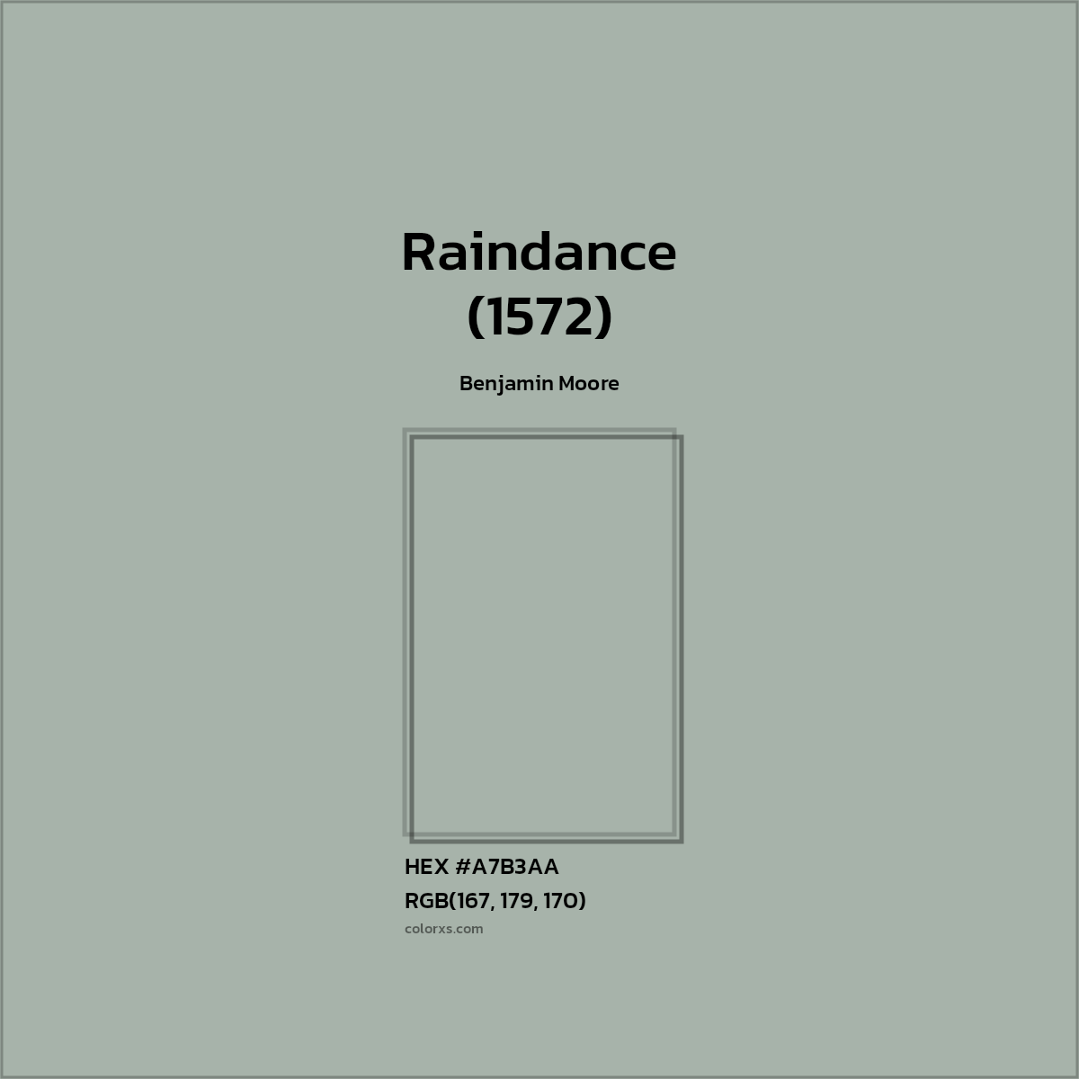 #A7B3AA Raindance (1572) Paint Benjamin Moore - Color codes and meaning | Matching colors and paints