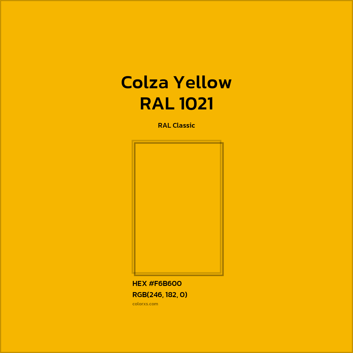#F6B600 RAL 1021 - Colza Yellow CMS RAL Classic - Color codes and meaning | Matching colors and paints