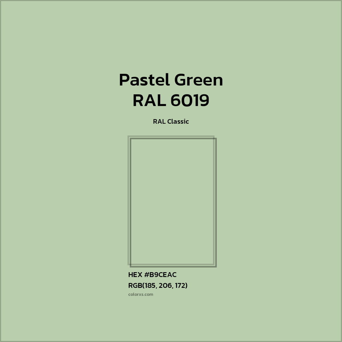 #B9CEAC RAL 6019 - Pastel Green CMS RAL Classic - Color codes and meaning | Matching colors and paints